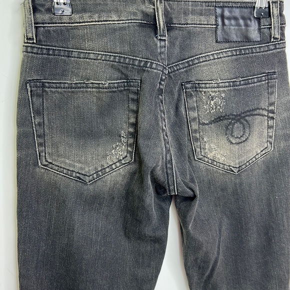 R13 JAPANESE DENIM KNEE CHAPS SHREDDED BLACK  & LEATHER SZ 24 - Picture 4 of 12